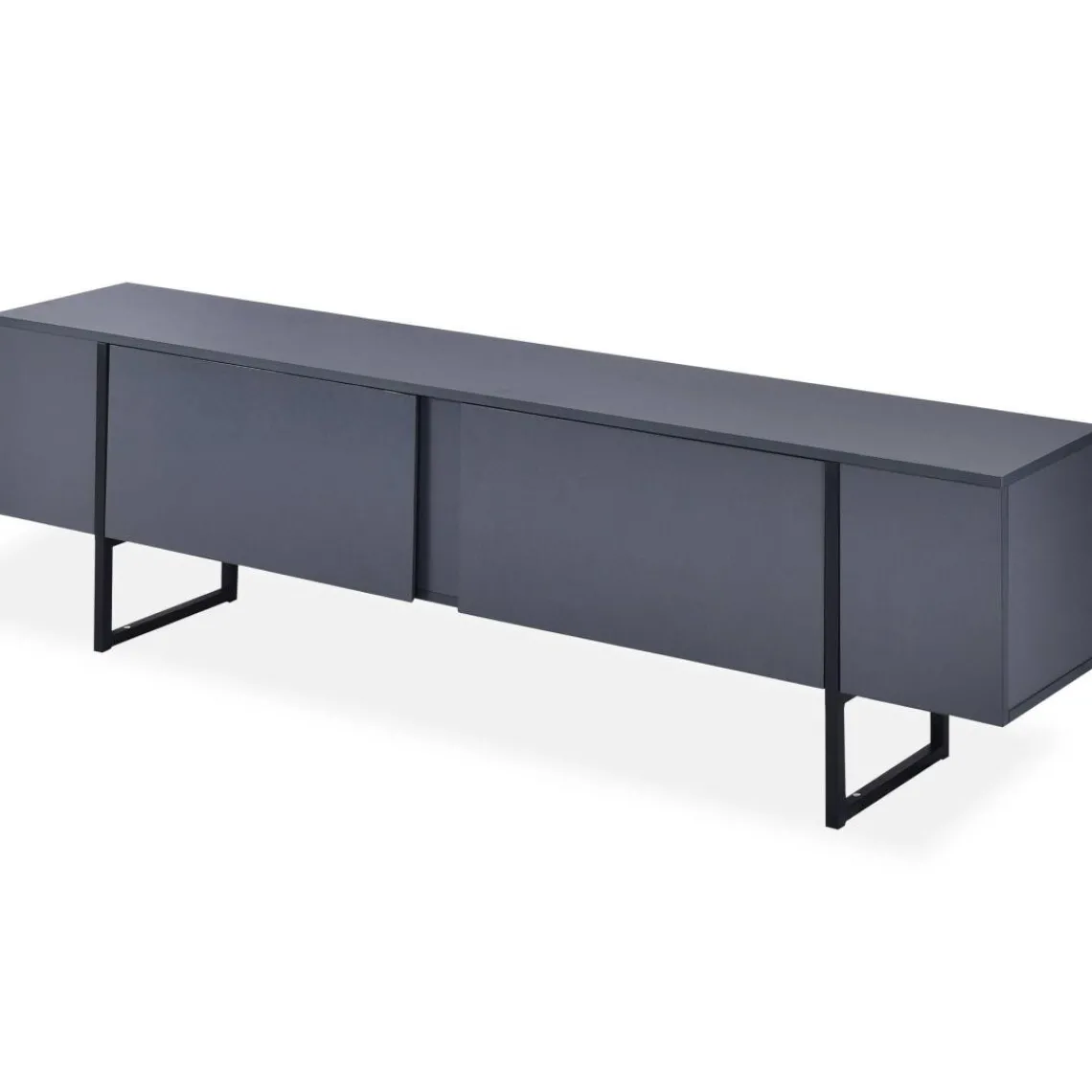 3S. x Home Meuble TV moderne avec 2 portes Valmain L180cm Gris foncé et Métal Noir Sale