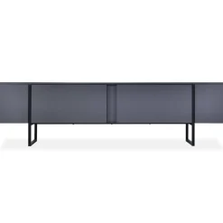 3S. x Home Meuble TV moderne avec 2 portes Valmain L180cm Gris foncé et Métal Noir Sale