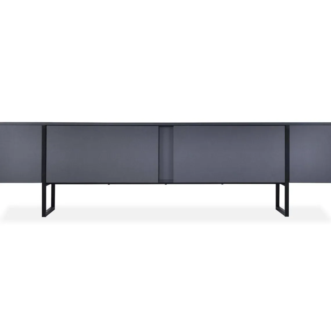 3S. x Home Meuble TV moderne avec 2 portes Valmain L180cm Gris foncé et Métal Noir Sale