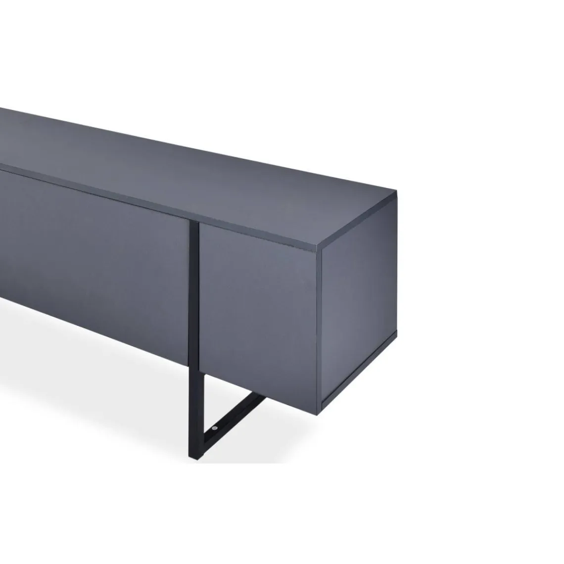 3S. x Home Meuble TV moderne avec 2 portes Valmain L180cm Gris foncé et Métal Noir Sale