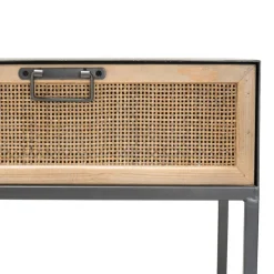 Macabane Meuble TV métal 3 tiroirs cannage - DORIA New