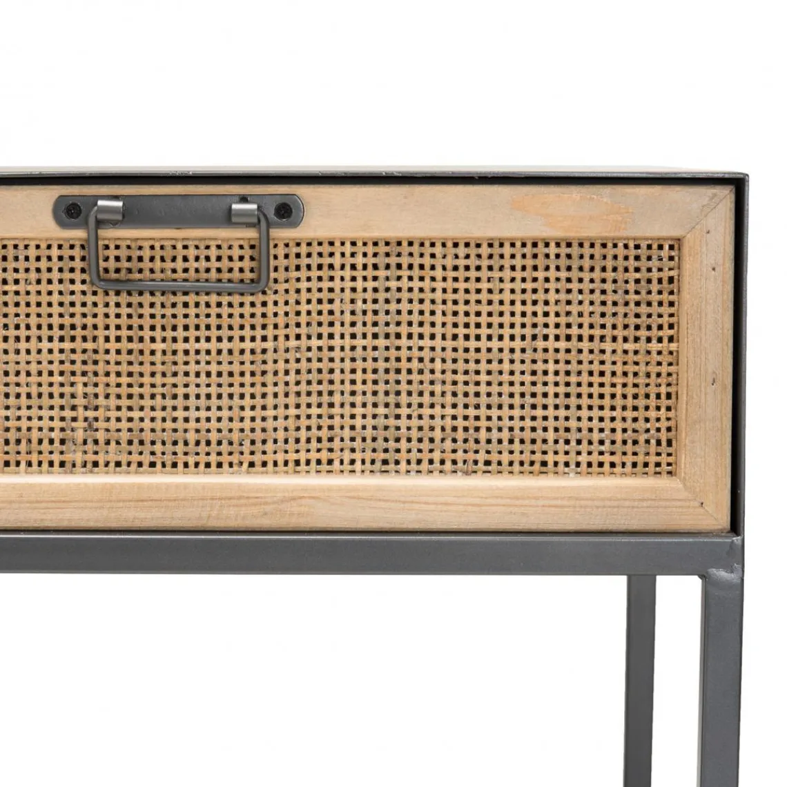 Macabane Meuble TV métal 3 tiroirs cannage - DORIA New