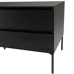 Macabane Meuble TV 1 porte 2 tiroirs pieds métal MAXENDRE Noir