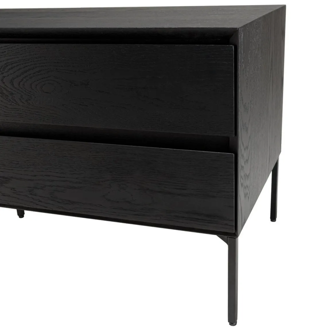 Macabane Meuble TV 1 porte 2 tiroirs pieds métal MAXENDRE Noir