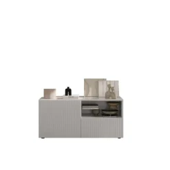 3S. x Home Meuble TV petit 1 porte 1 tiroir RIO blanc laqué brillant Hot