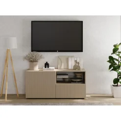 3S. x Home Meuble TV petit 1 porte 1 tiroir RIO Panneaux de particules de première qualité Portes en MDF Discount