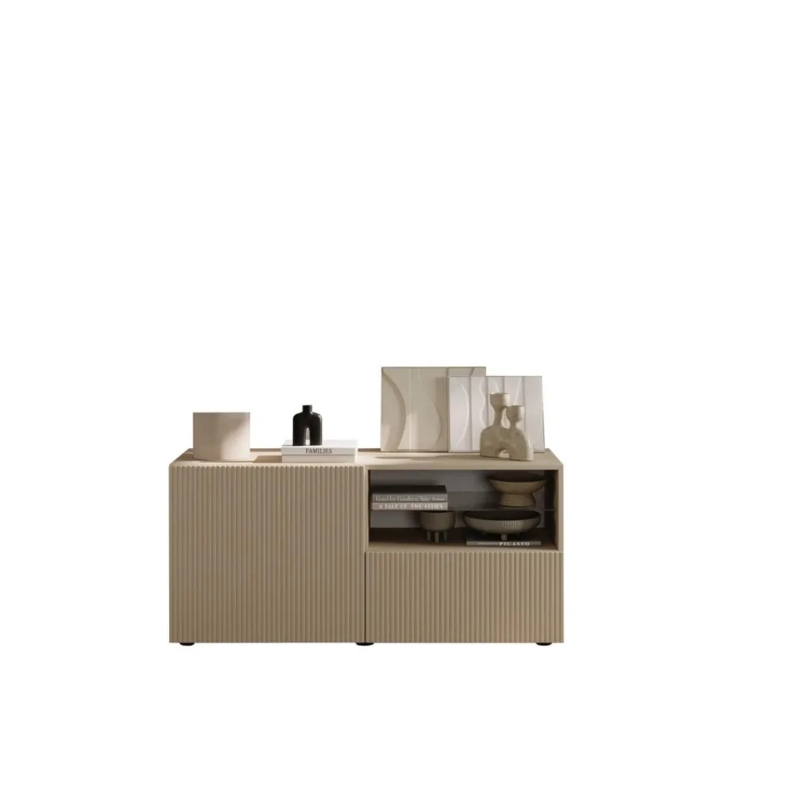 3S. x Home Meuble TV petit 1 porte 1 tiroir RIO Panneaux de particules de première qualité Portes en MDF Discount