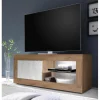 3S. x Home Meuble TV petit1 porte sans éclairage mercure blanche texturée New