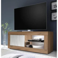 3S. x Home Meuble TV petit1 porte sans éclairage mercure blanche texturée New