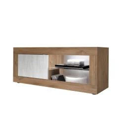 3S. x Home Meuble TV petit1 porte sans éclairage mercure blanche texturée New