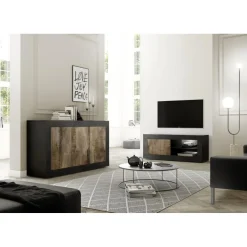 3S. x Home Meuble TV petit1 porte sans éclairage bicolore Best