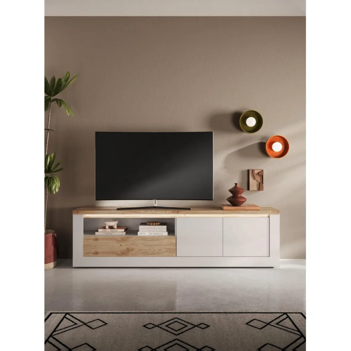 3S. x Home Meuble TV SAVONA Blanc New
