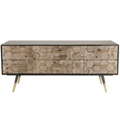 Macabane Meuble TV scandinave 6 tiroirs en sapin pieds métal - DEBBIE Best