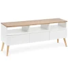 3S. x Home Meuble TV Scandinave Bois Blanc ACHUMAWI