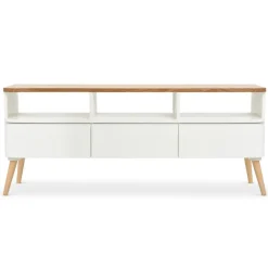 3S. x Home Meuble TV Scandinave Bois Blanc ACHUMAWI