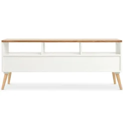 3S. x Home Meuble TV Scandinave Bois Blanc ACHUMAWI