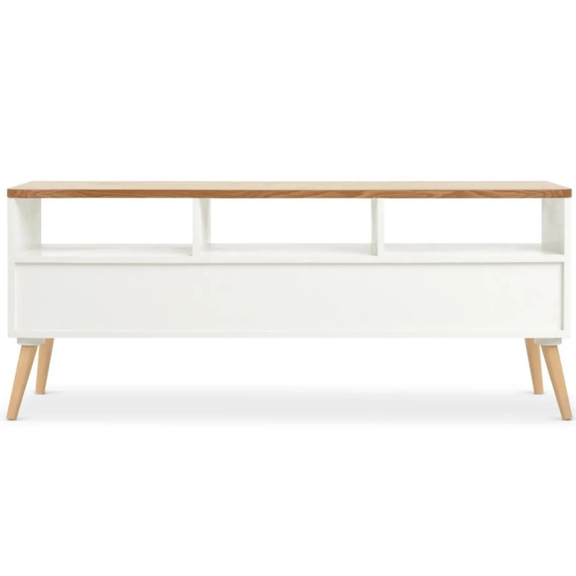 3S. x Home Meuble TV Scandinave Bois Blanc ACHUMAWI