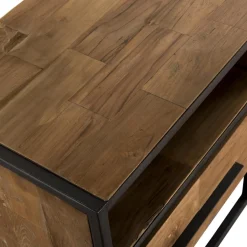 Macabane Meuble Tv SIXTINE 3 Niches 3 Tiroirs Bois Teck Recyclé Et Métal Sale