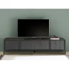 3S. x Home Meuble TV STEEL lowboard 4 portes chene noir Discount