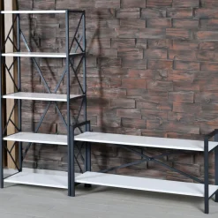 3S. x Home Meuble TV style industriel MARCADET 120cm Blanc Sale