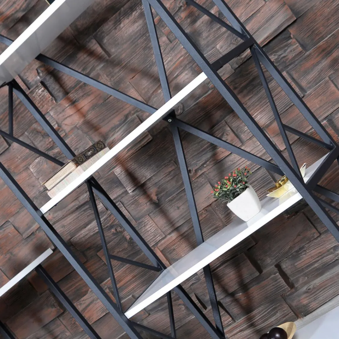 3S. x Home Meuble TV style industriel MARCADET 120cm Blanc Sale