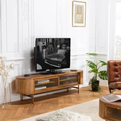 Macabane Meuble TV YSEULT 2 portes coulissantes en verre Hot