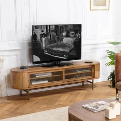 Macabane Meuble TV YSEULT 2 portes coulissantes en verre Hot