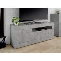 3S. x Home MeubleTV 3 portes battantes URBINO gris ciment Best