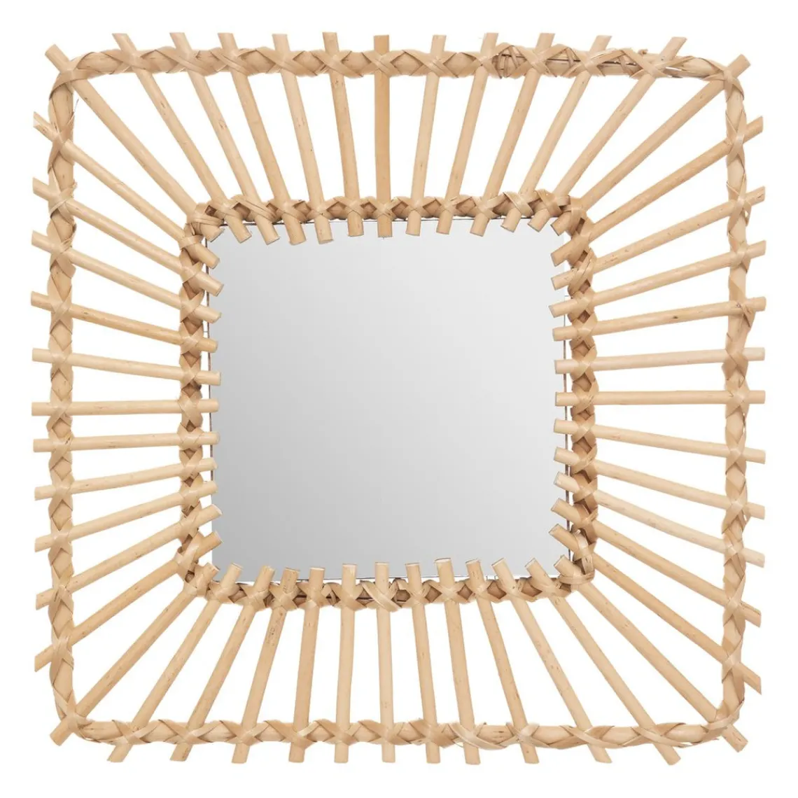 3S. x Home Miroir carré en rotin 40x40 beige
