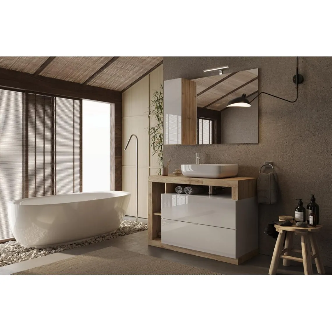 3S. x Home Miroir Led avec Colonne Integrée Bari 1 Porte H30 cm blanc Clearance