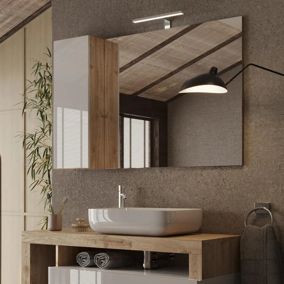 3S. x Home Miroir Led avec Colonne Integrée Bari 1 Porte H30 cm blanc Clearance