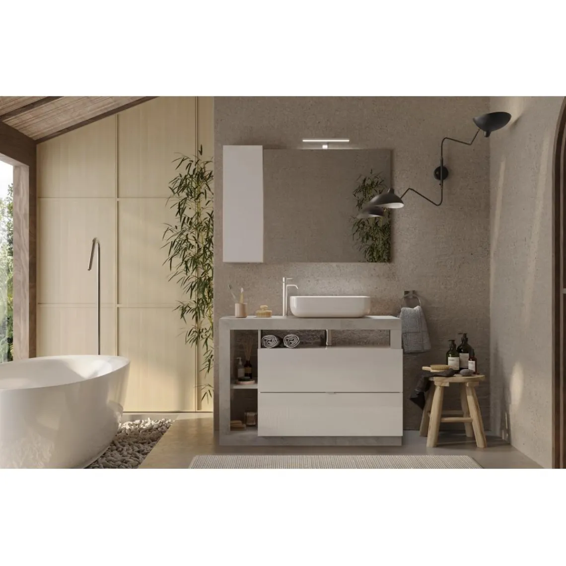3S. x Home Miroir Led avec Colonne Integrée 1 Porte H30 cm coloris Béton Online