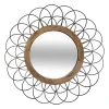 3S. x Home Miroir Métallique et Bois en Forme de fleur Hot