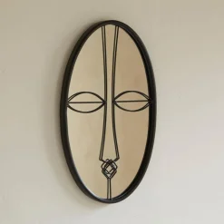 Becquet Miroir ovale décor ethnique en métal LOOKY noir Online