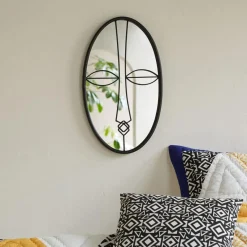 Becquet Miroir ovale décor ethnique en métal LOOKY noir Online