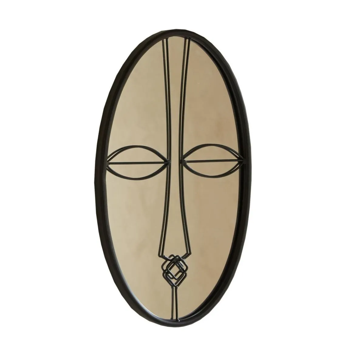 Becquet Miroir ovale décor ethnique en métal LOOKY noir Online
