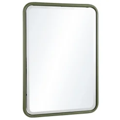 Macabane Miroir rectangulaire angles arrondis en métal vert HELENA Online