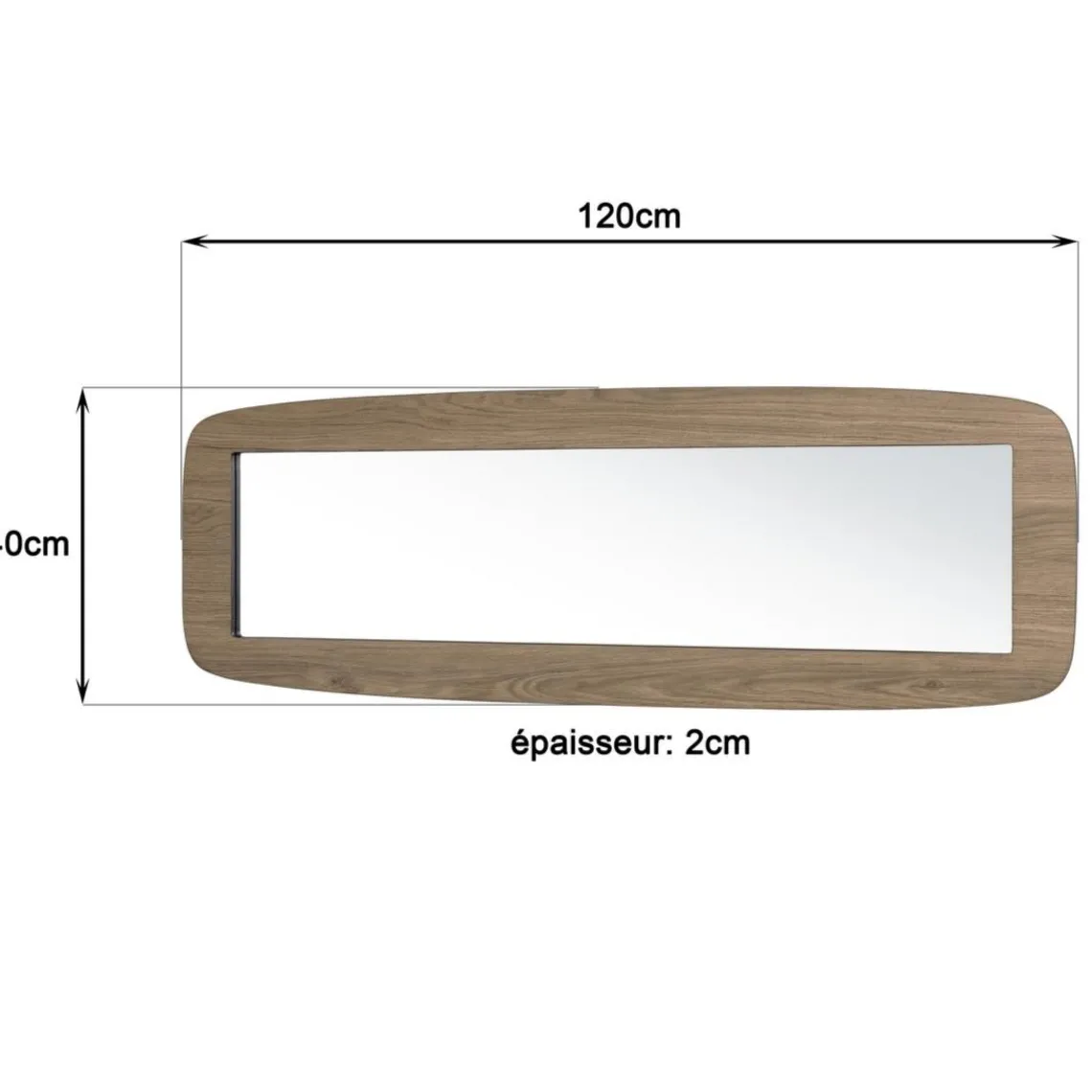 Macabane Miroir rectangulaire angles arrondis couleur mocha JULIA Hot