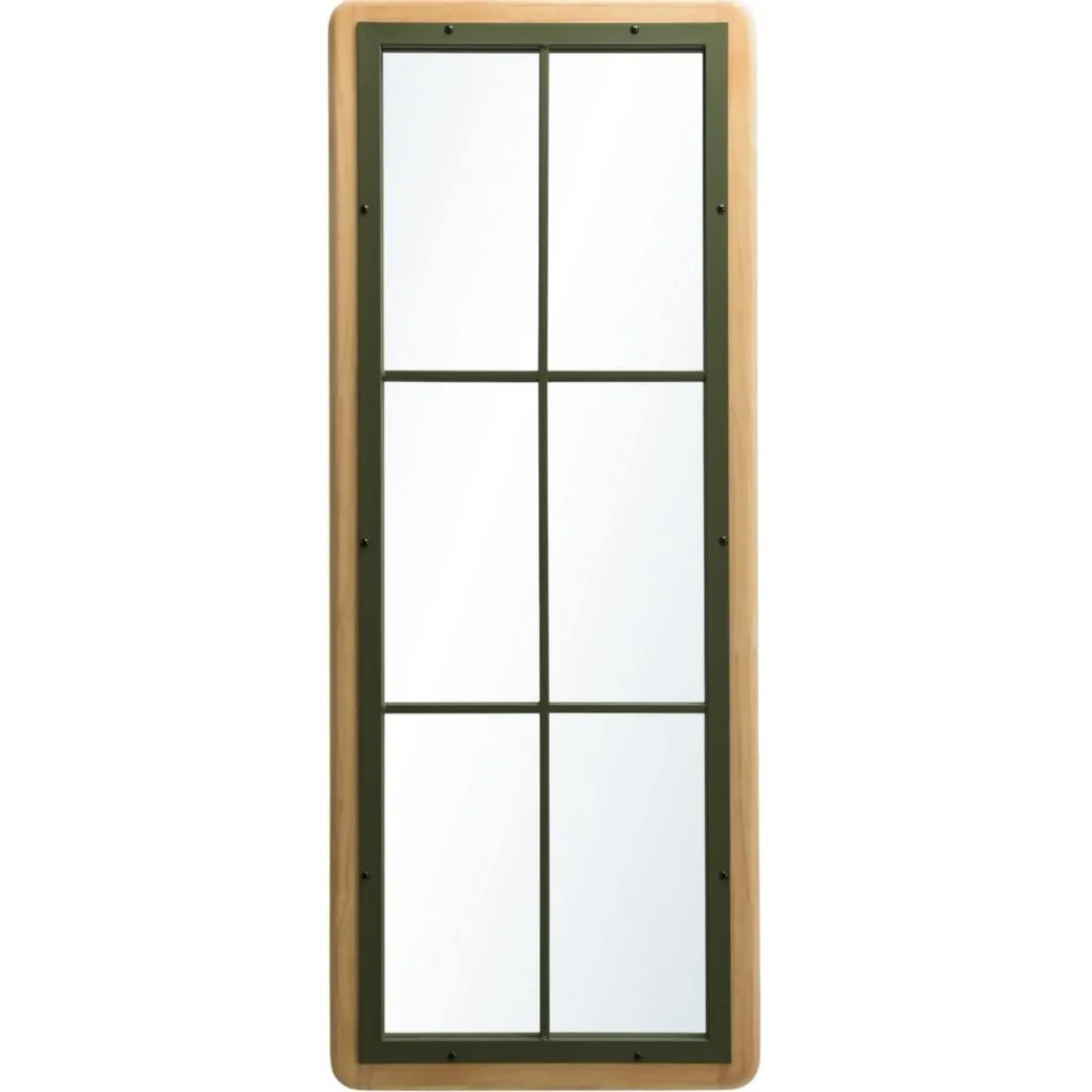 Macabane Miroir rectangulaire esprit verrière pin et métal vert HELENA Outlet