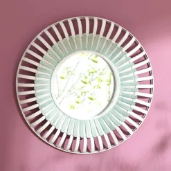 Becquet Miroir rond en bambou MOUSSA vert et blanc Online