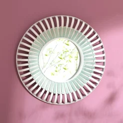 Becquet Miroir rond en bambou MOUSSA vert et blanc Online