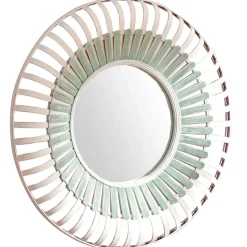 Becquet Miroir rond en bambou MOUSSA vert et blanc Online