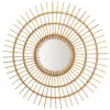 Macabane Miroir rond modèle soleil en rotin couleur brun miel KALLY Sale