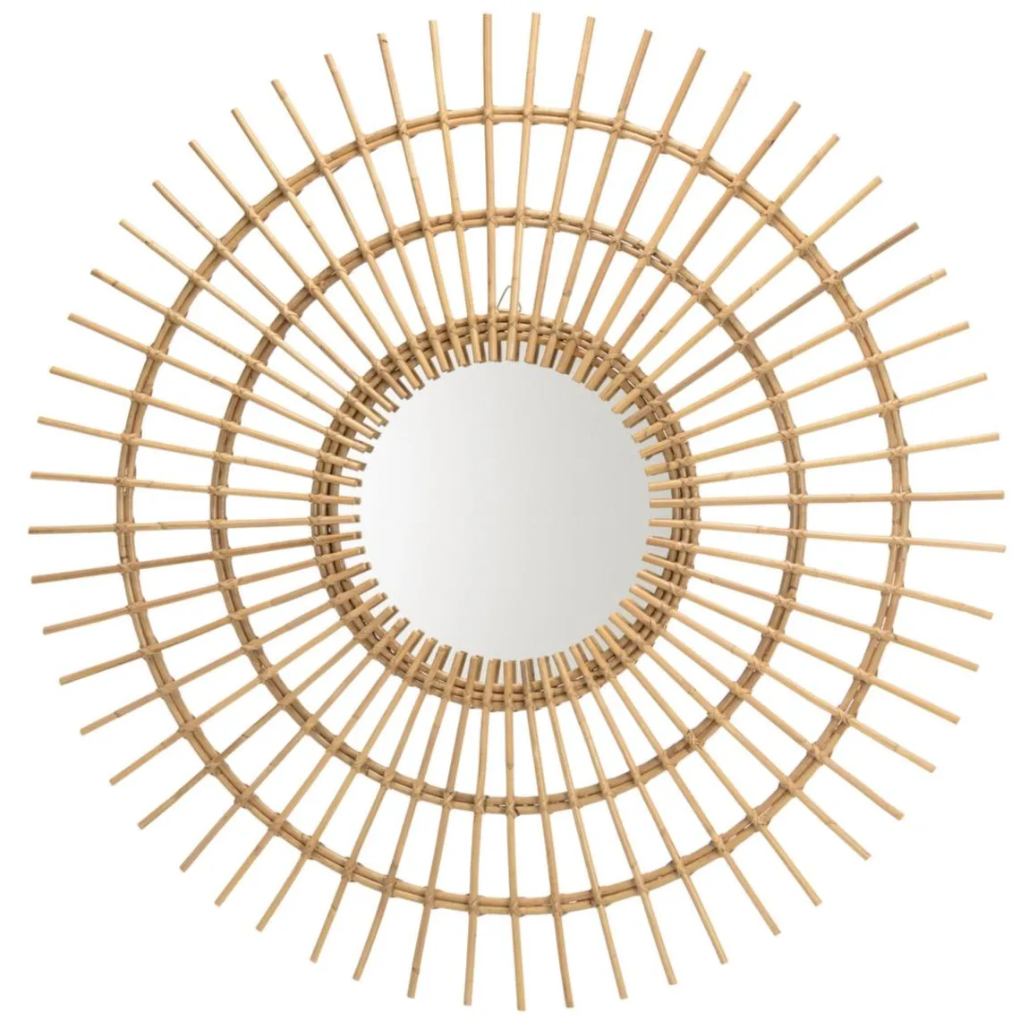 Macabane Miroir rond modèle soleil en rotin couleur brun miel KALLY Sale
