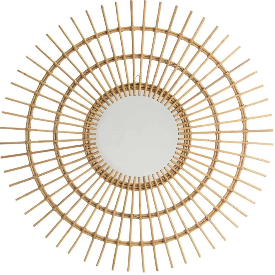 Macabane Miroir rond modèle soleil en rotin couleur brun miel KALLY Sale