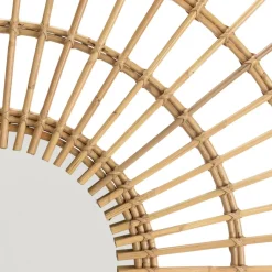 Macabane Miroir rond modèle soleil en rotin couleur brun miel KALLY Sale