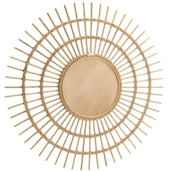Macabane Miroir rond modèle soleil en rotin couleur brun miel KALLY Sale