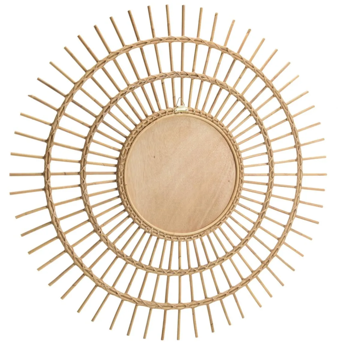 Macabane Miroir rond modèle soleil en rotin couleur brun miel KALLY Sale