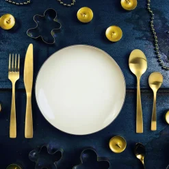 3S. x Home Ménagère 16 couverts Doré New