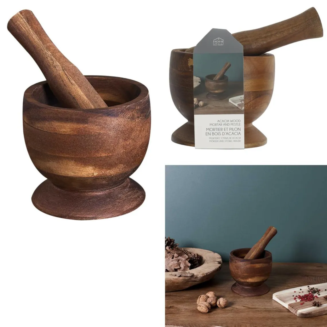 3S. x Home Mortier Et Pilon Acacia D12cm M8 Hot